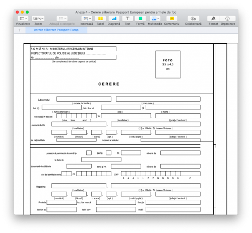 Mai multe informaţii despre "Cerere eliberare Paşaport European pt armele de foc"