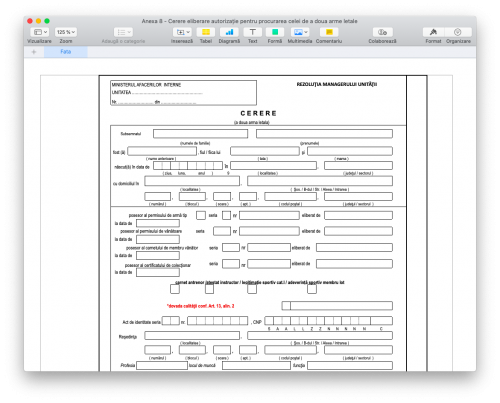 Mai multe informaţii despre "Cerere autorizare procurarea celei de-a doua arme letale"